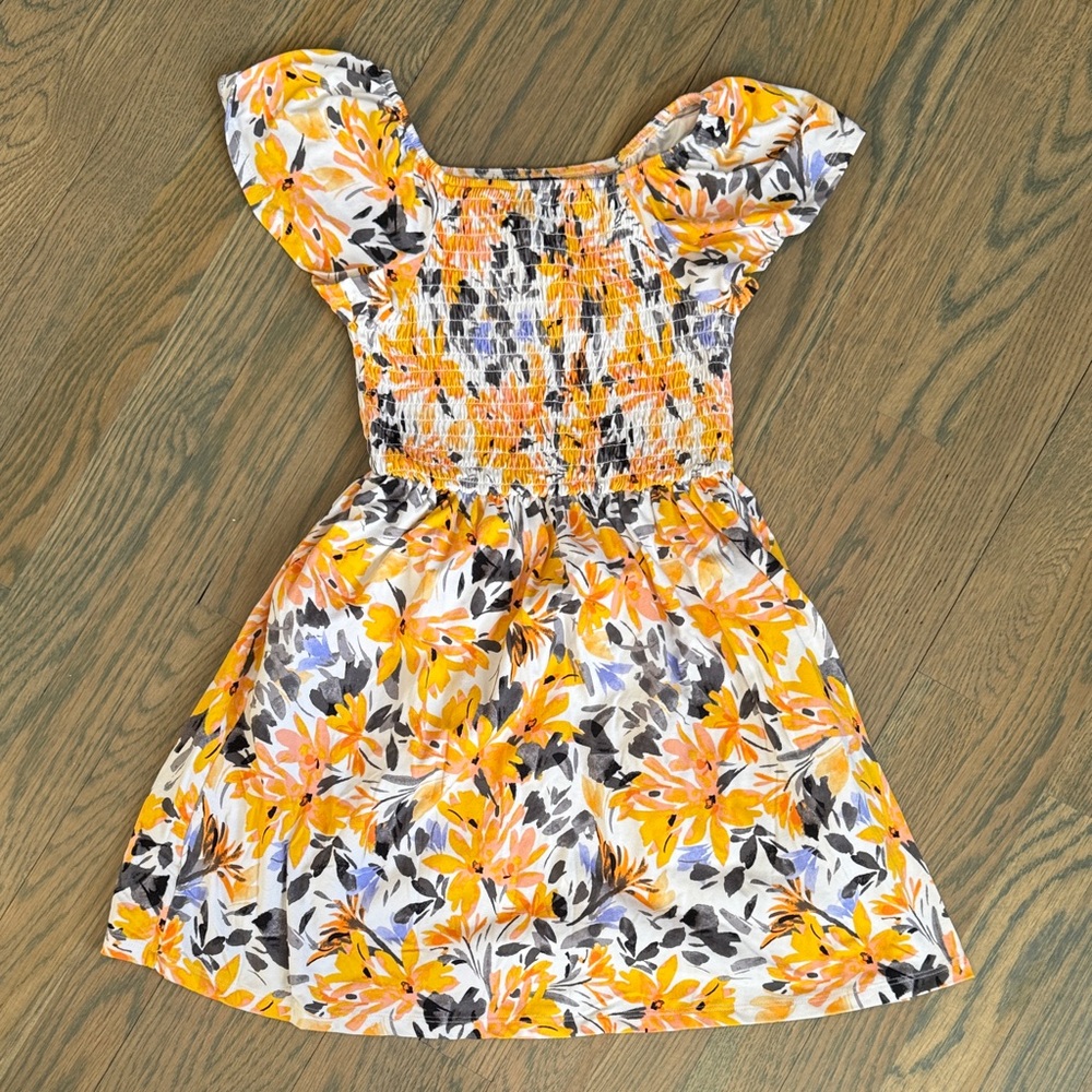 Xtraordinary Yellow and Orange Floral Kids Dress